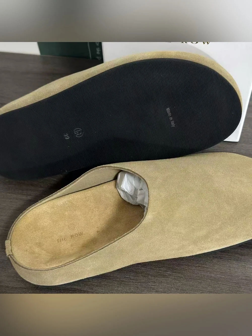 The Row Men's Suede Slip-On Mules in Taupe